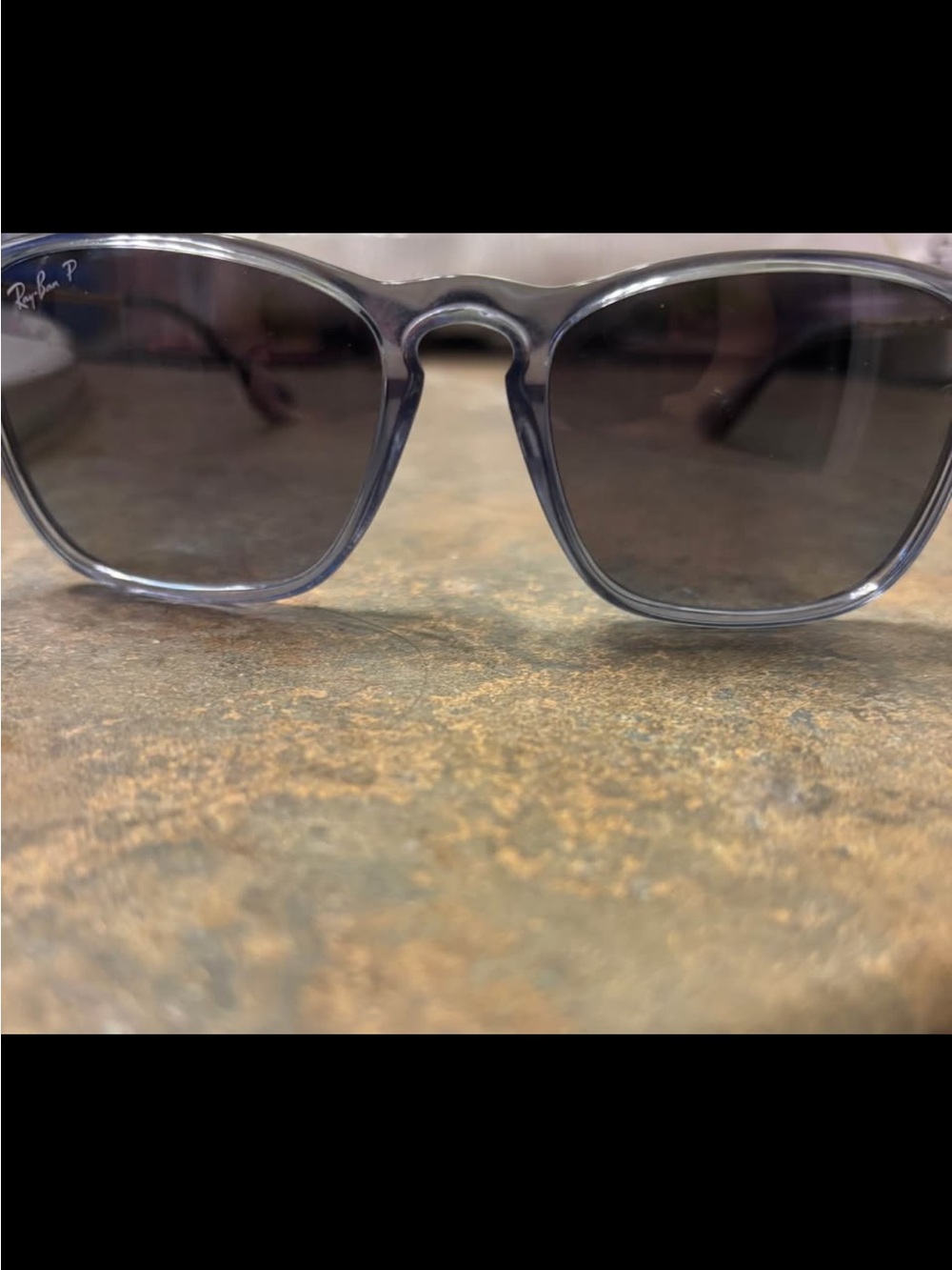Ray-Ban Transparent Gray Frame Sunglasses with Dark Lenses